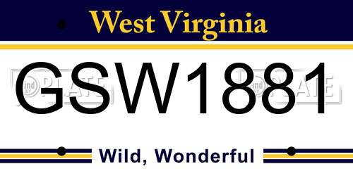 GSW1881 West Virginia License Plate