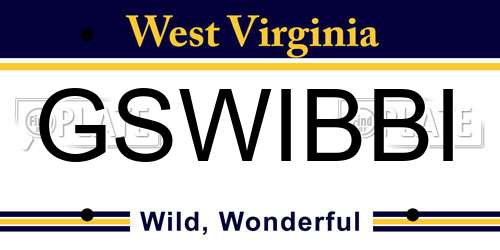 GSWIBBI West Virginia License Plate