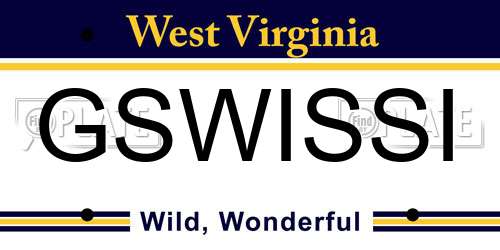 GSWISSI West Virginia License Plate