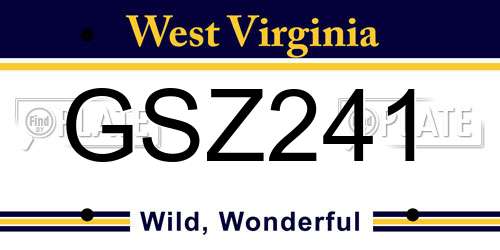 GSZ241 West Virginia License Plate