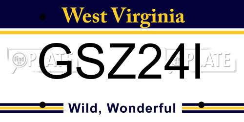GSZ24I West Virginia License Plate