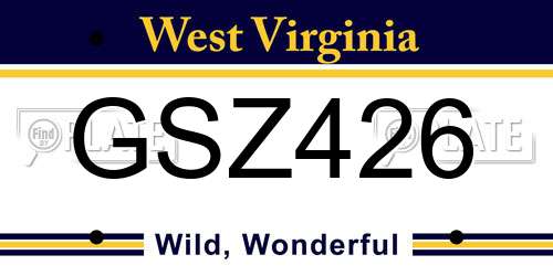 GSZ426 West Virginia License Plate
