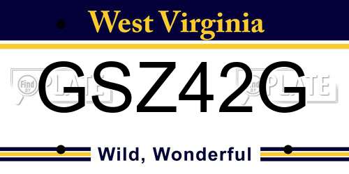 GSZ42G West Virginia License Plate