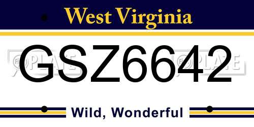 GSZ6642 West Virginia License Plate