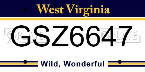 GSZ6647 West Virginia License Plate