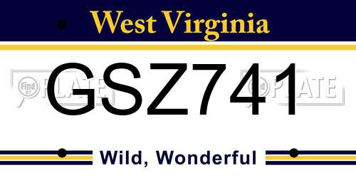 GSZ741 West Virginia License Plate