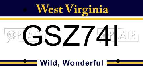 GSZ74I West Virginia License Plate