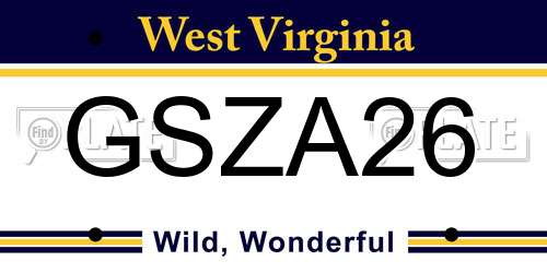 GSZA26 West Virginia License Plate