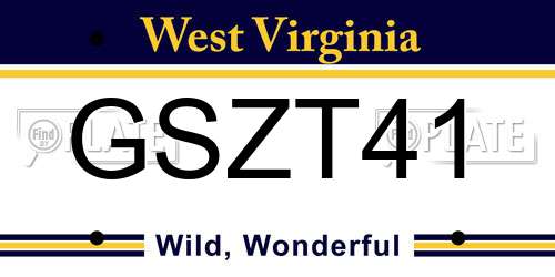 GSZT41 West Virginia License Plate