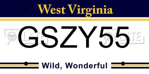 GSZY55 West Virginia License Plate