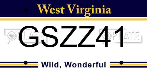 GSZZ41 West Virginia License Plate
