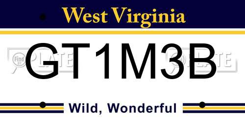 GT1M3B West Virginia License Plate