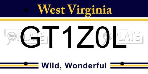 GT1Z0L West Virginia License Plate