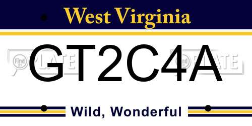 GT2C4A West Virginia License Plate