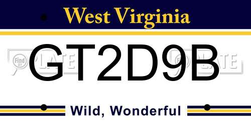 GT2D9B West Virginia License Plate