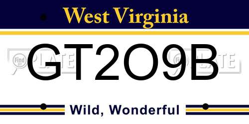 GT2O9B West Virginia License Plate