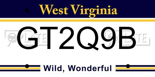 GT2Q9B West Virginia License Plate