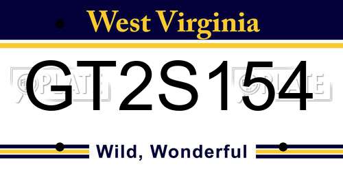 GT2S154 West Virginia License Plate