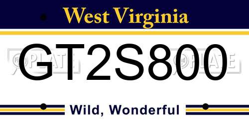 GT2S800 West Virginia License Plate