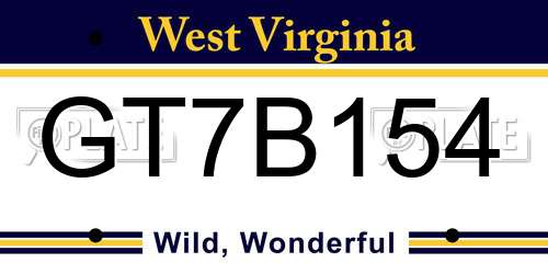 GT7B154 West Virginia License Plate