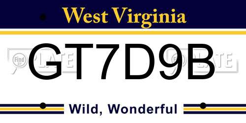 GT7D9B West Virginia License Plate