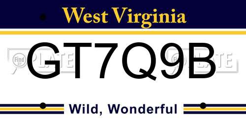 GT7Q9B West Virginia License Plate
