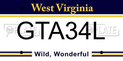 GTA34L West Virginia License Plate