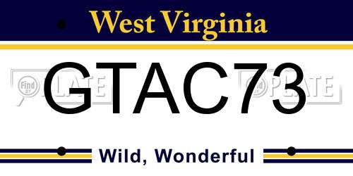 GTAC73 West Virginia License Plate