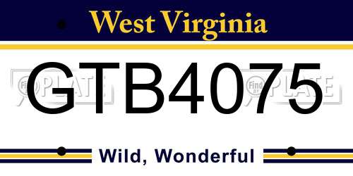 GTB4075 West Virginia License Plate