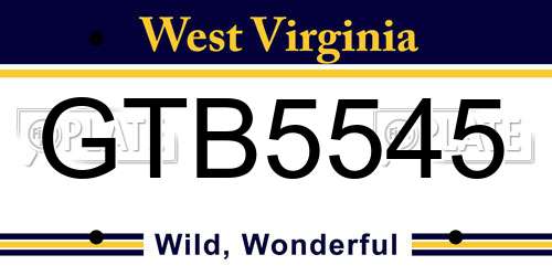 GTB5545 West Virginia License Plate