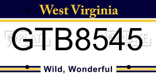 GTB8545 West Virginia License Plate