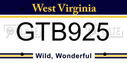 GTB925 West Virginia License Plate