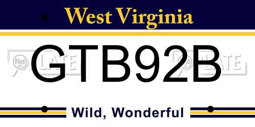 GTB92B West Virginia License Plate