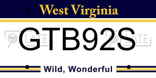 GTB92S West Virginia License Plate