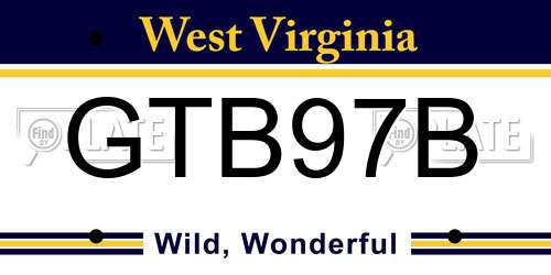 GTB97B West Virginia License Plate
