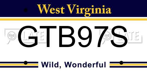 GTB97S West Virginia License Plate