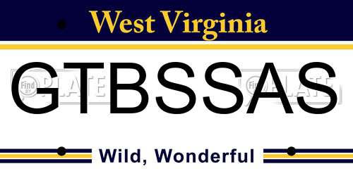 GTBSSAS West Virginia License Plate