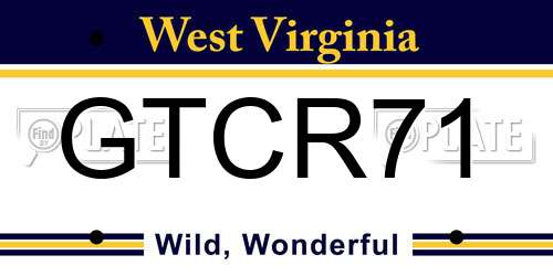 GTCR71 West Virginia License Plate