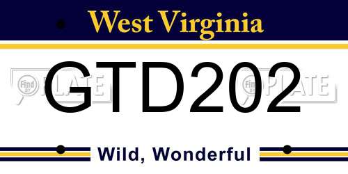 GTD202 West Virginia License Plate