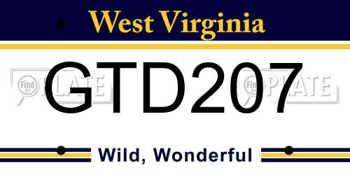 GTD207 West Virginia License Plate