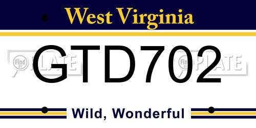 GTD702 West Virginia License Plate