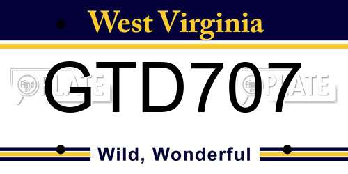 GTD707 West Virginia License Plate