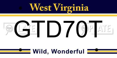 GTD70T West Virginia License Plate