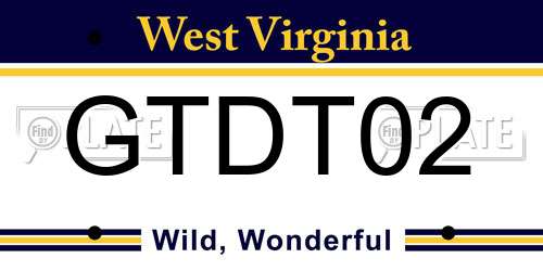 GTDT02 West Virginia License Plate