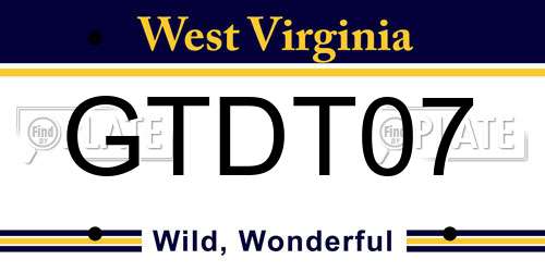 GTDT07 West Virginia License Plate
