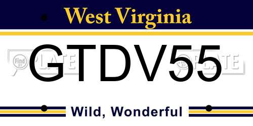 GTDV55 West Virginia License Plate