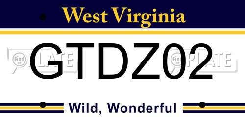 GTDZ02 West Virginia License Plate