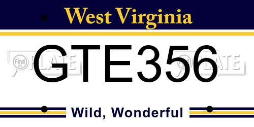 GTE356 West Virginia License Plate