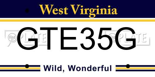 GTE35G West Virginia License Plate