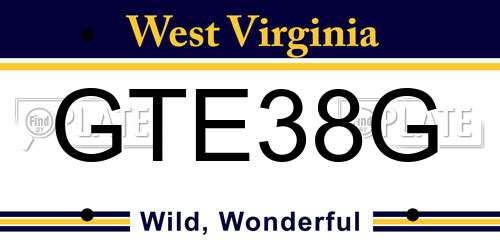 GTE38G West Virginia License Plate